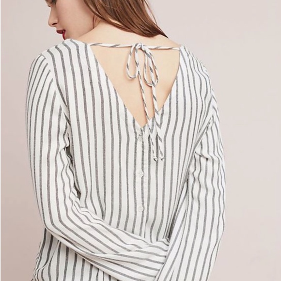 Cloth & Stone Button Stripped Back Top with tie - Picture 1 of 8